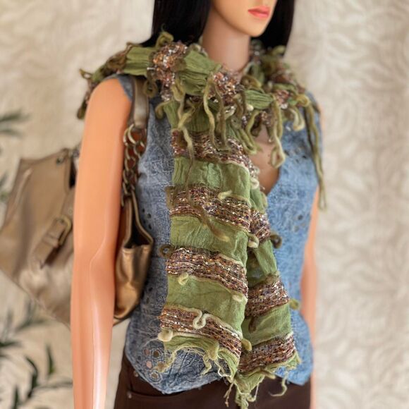 Vintage 90s Y2K Scala Collezione Scarf Boho Distressed Grunge Fairy Festival - Picture 1 of 7